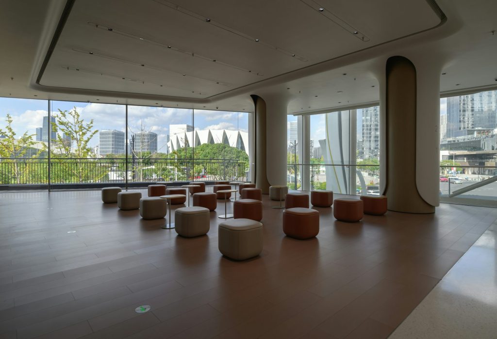 A large room with a lot of chairs in it